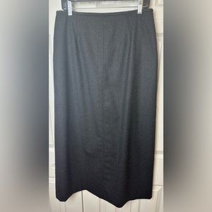 TALBOTS 100% Wool Maxi Skirt Charcoal Gray Lined Rear Slit Long Length Ankle
